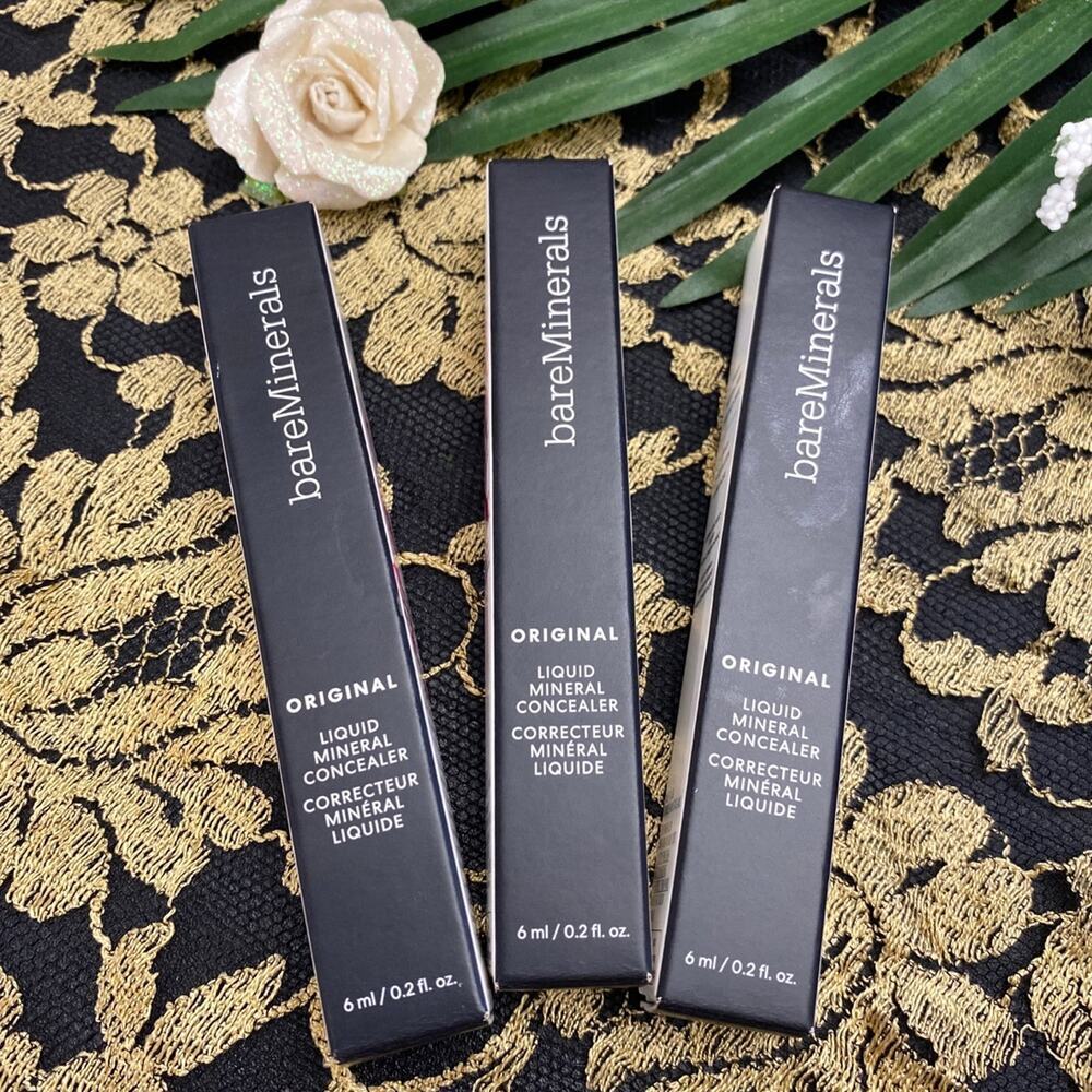 New Lot of 3 Bare Minerals Liquid Mineral Concealer Dark/Deep 5.5N NEW